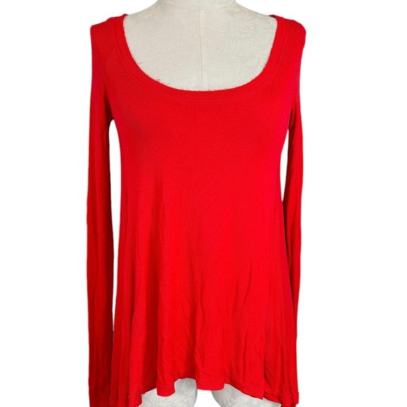Free People Tops - Free People Long Sleeve High Low Tee Shirt XS Red